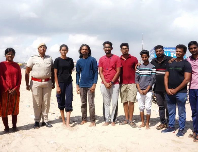 Beach cleaning activity with Imaiyam Trust