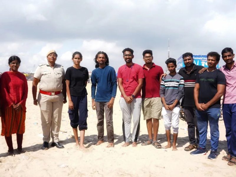 Beach cleaning activity with Imaiyam Trust